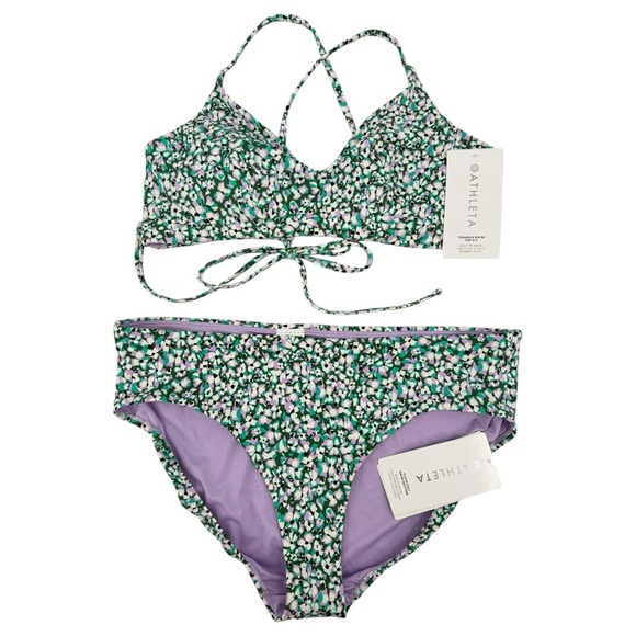 Athleta Bikini Set Triangle A-C Top Clean Full Bottom Camo Flora Gables XL - Picture 2 of 15